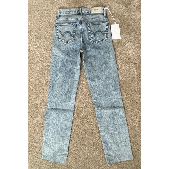 EDWIN BREE Cosmic Slim Straight Raw Hem Jeans Women’s Size 24 Stretch NEW NWTs - Picture 2 of 10